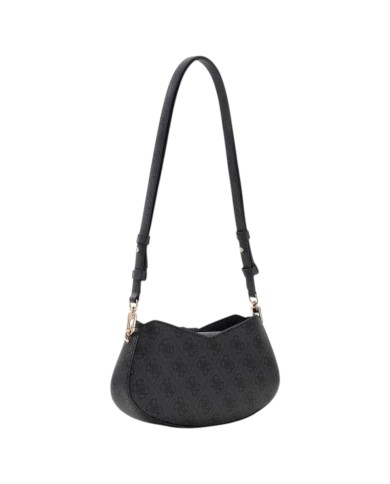 Borsa A Spalla Donna Guess Yvonne Logo Mini 4 G Logo Leather Coal Black