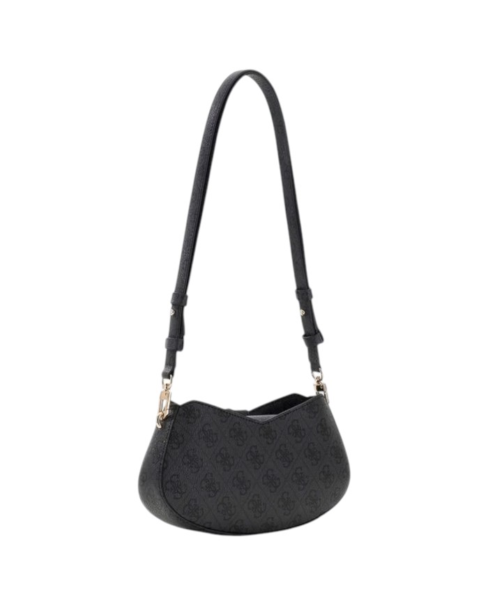 Borsa A Spalla Donna Guess Yvonne Logo Mini 4 G Logo Leather Coal Black
