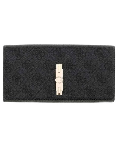 Portafoglio Donna Guess Yvonne Slg Wallet Leather Coal Black