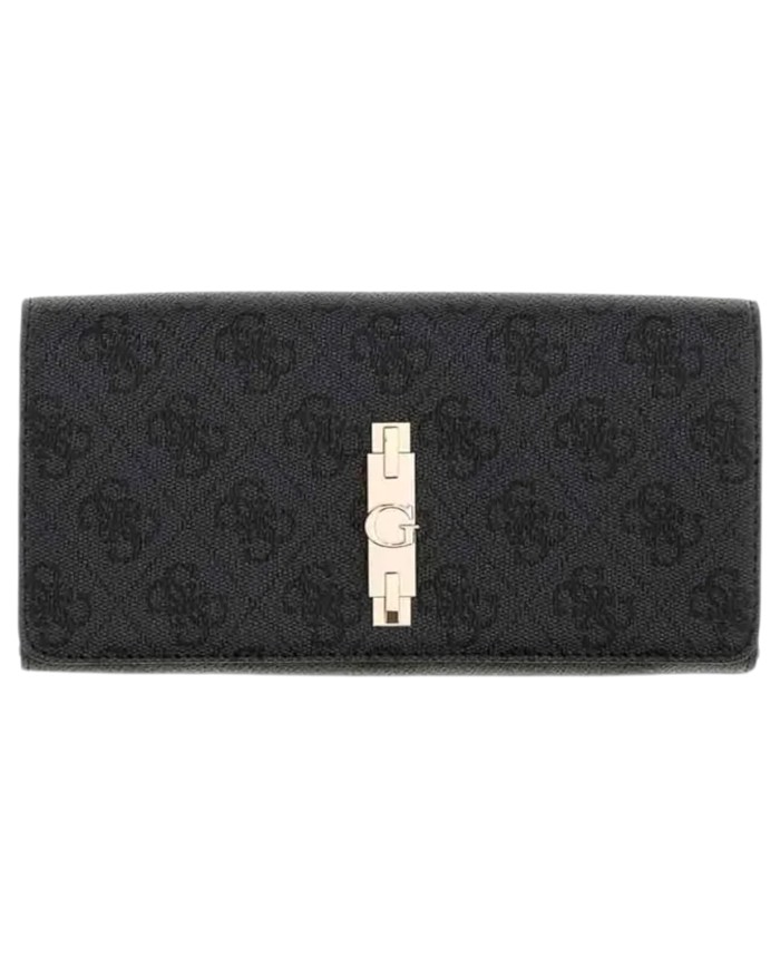 Portafoglio Donna Guess Yvonne Slg Wallet Leather Coal Black
