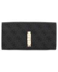 Portafoglio Donna Guess Yvonne Slg Wallet Leather Coal Black