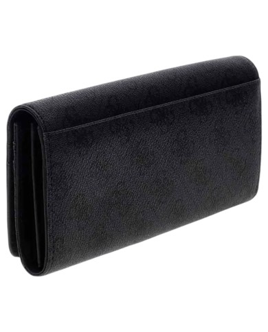 Portafoglio Donna Guess Yvonne Slg Wallet Leather Coal Black