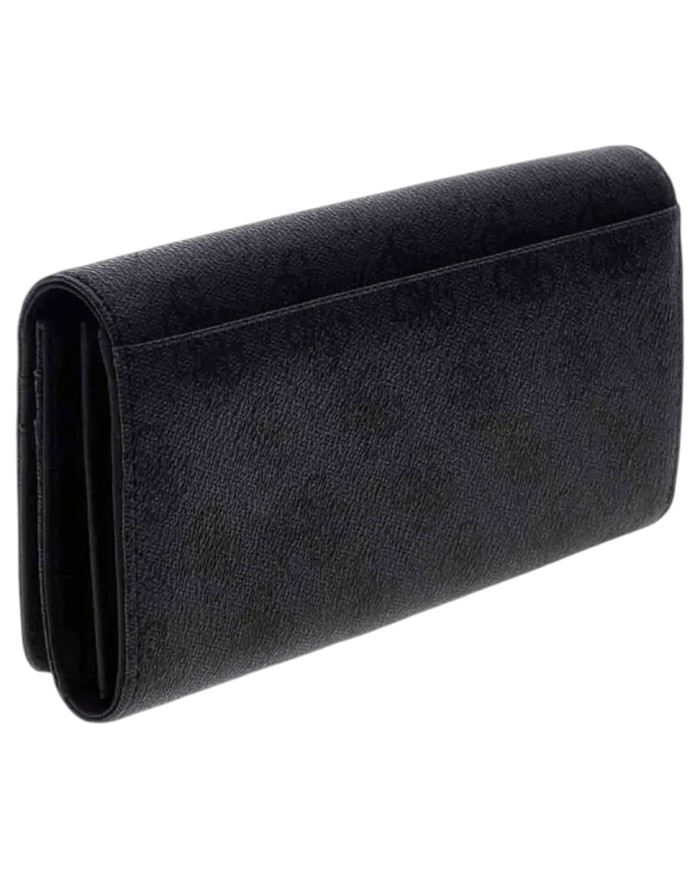 Portafoglio Donna Guess Yvonne Slg Wallet Leather Coal Black