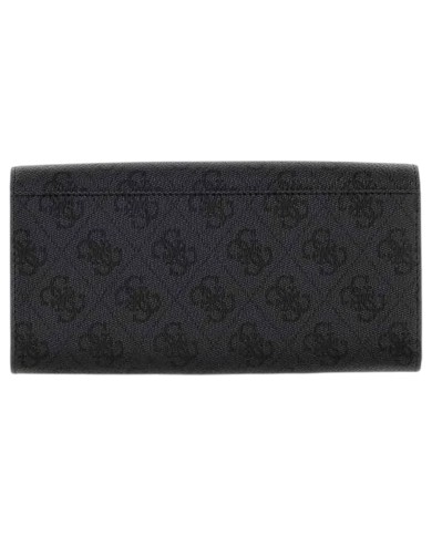 Portafoglio Donna Guess Yvonne Slg Wallet Leather Coal Black