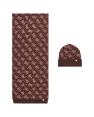 Sciarpa E Cappello Donna Guess Box 4 G Logo Brown