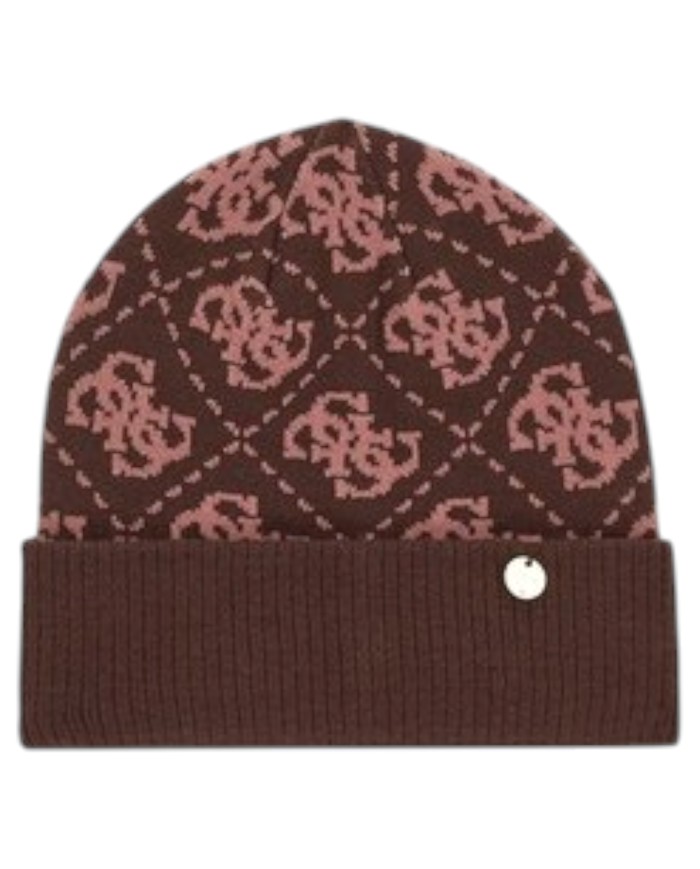 Sciarpa E Cappello Donna Guess Box 4 G Logo Brown
