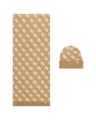 Sciarpa E Cappello Donna Guess Box 4 G Logo Latte Beige