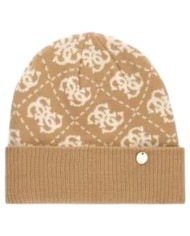 Sciarpa E Cappello Donna Guess Box 4 G Logo Latte Beige