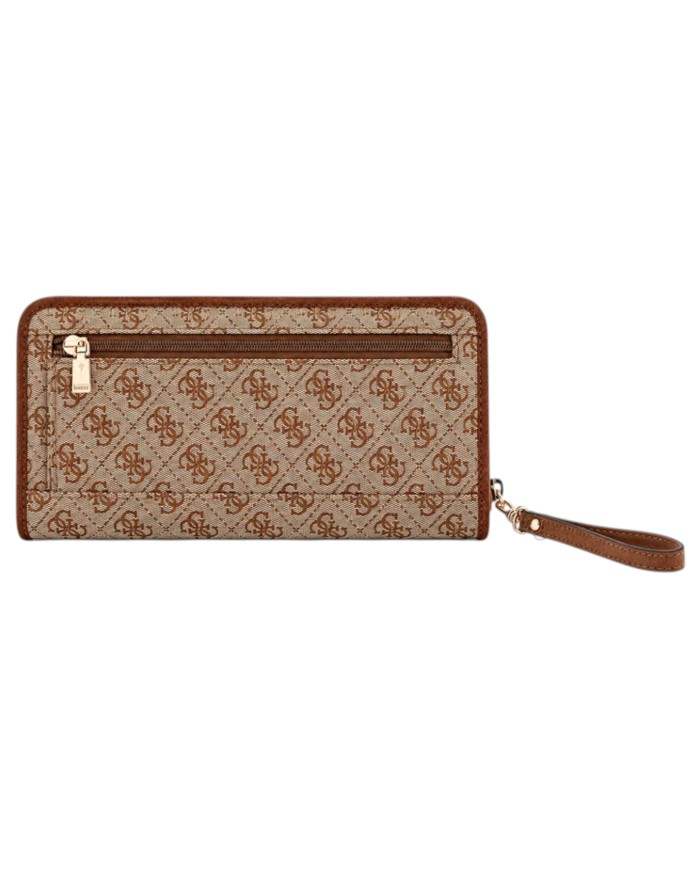 Portafoglio Donna Guess Samantha Slg 4 G Logo Leather Latte Beige Brown