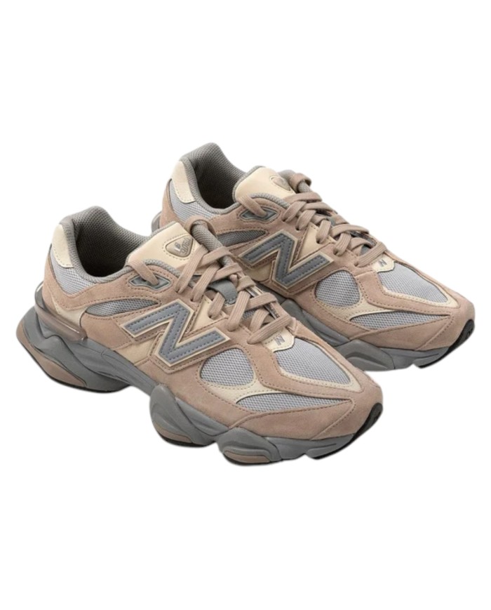 Sneakers New Balance Uomo 9060 Leather Suede Mesh Driftwood Brighton Grey Sand