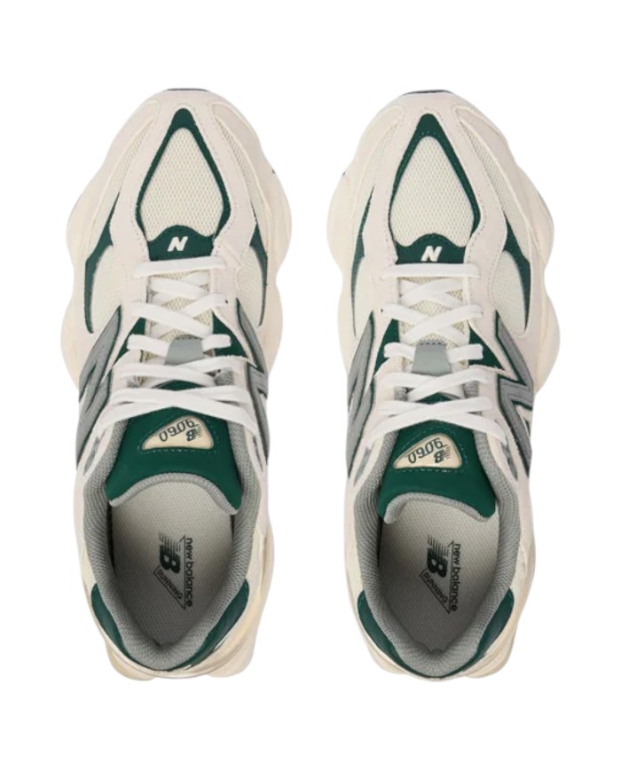 Sneakers New Balance Uomo 9060 Leather Suede Mesh Nightwatch Green Angora White