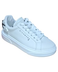 Sneaker Uomo John Richmond 32402 Action Leather Metal Logo Leather White