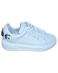 Sneaker Uomo John Richmond 32402 Action Leather Metal Logo Leather White