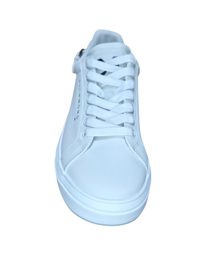 Sneaker Uomo John Richmond 32402 Action Leather Metal Logo Leather White