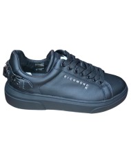 Sneaker Uomo John Richmond 32402 Action Leather Metal Logo Leather Black