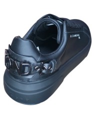 Sneaker Uomo John Richmond 32402 Action Leather Metal Logo Leather Black