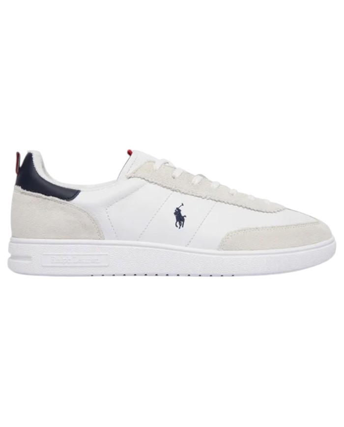 Sneaker Uomo Ralph Lauren Bedford Rib Leather White Blue