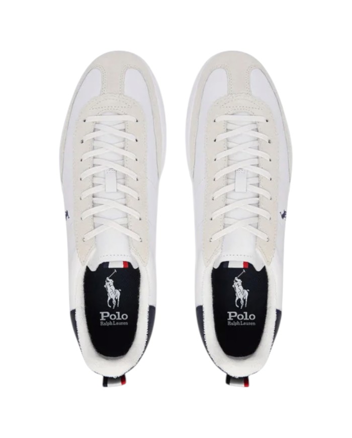 Sneaker Uomo Ralph Lauren Bedford Rib Leather White Blue